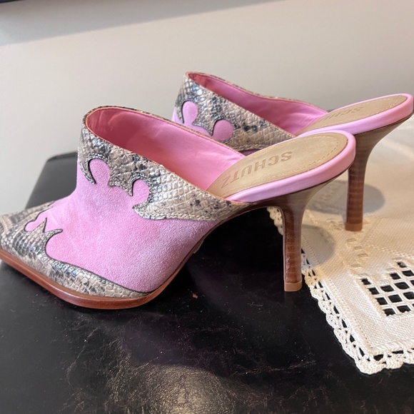 Schutz pink suede and snake print mule size 7.5 - Picture 5 of 5